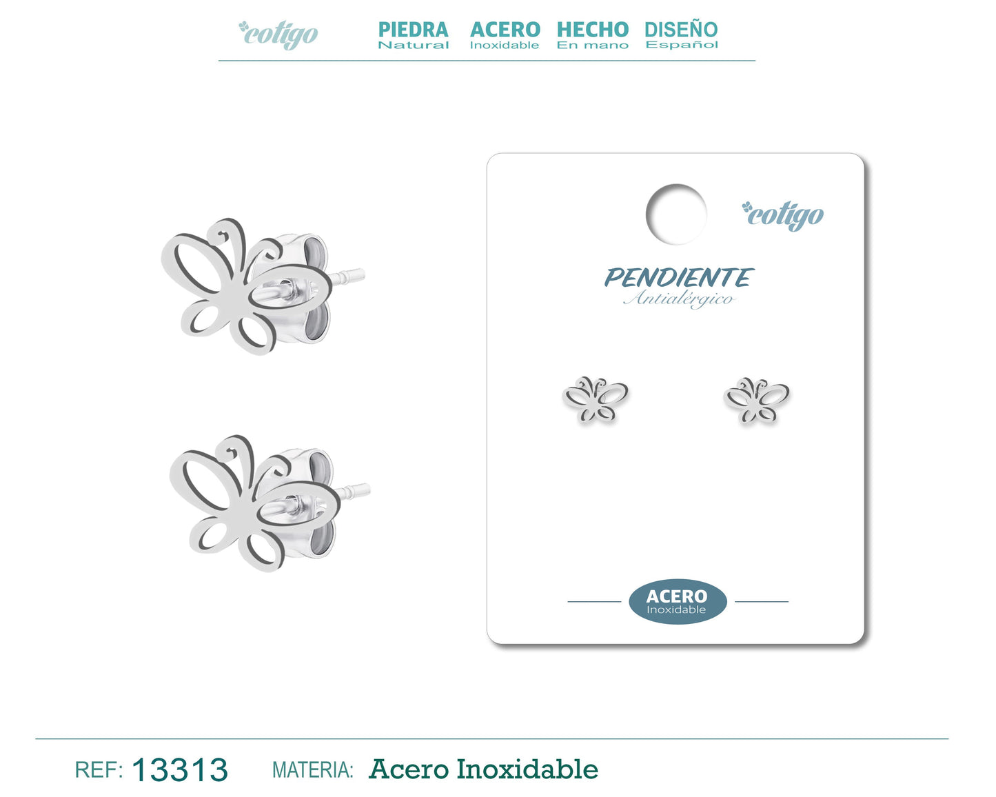 Pendiente Acero Inoxidable color Plateado