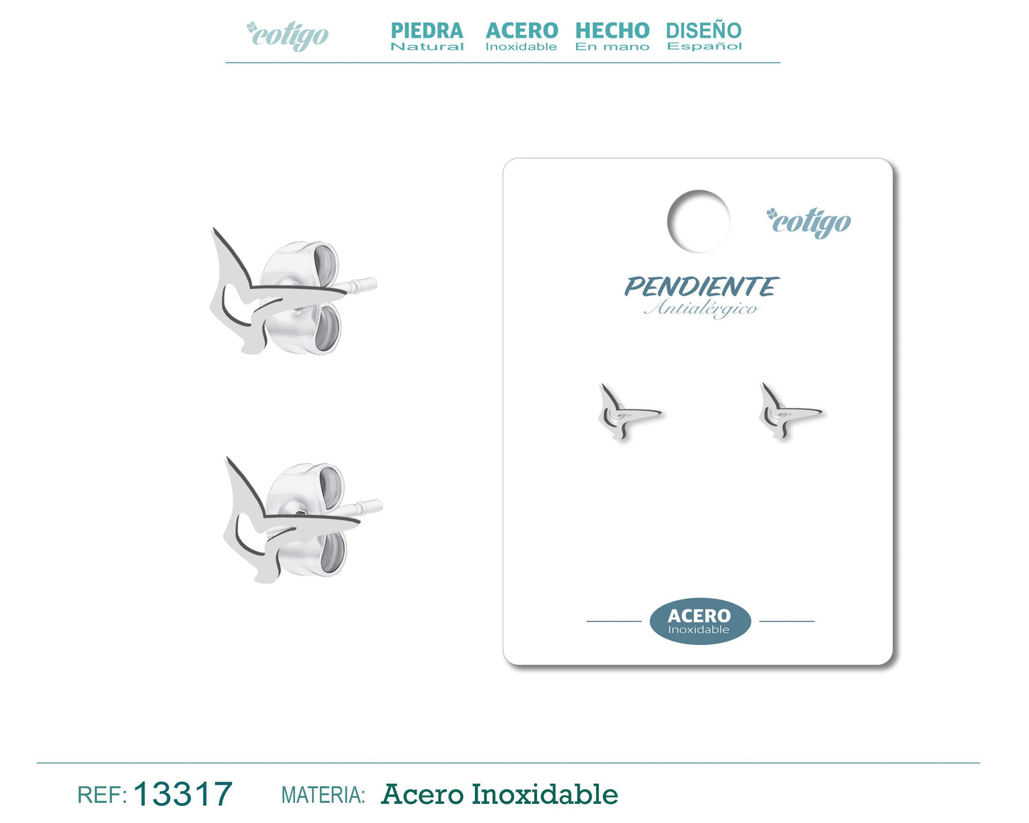 Pendiente Acero Inoxidable color Plateado