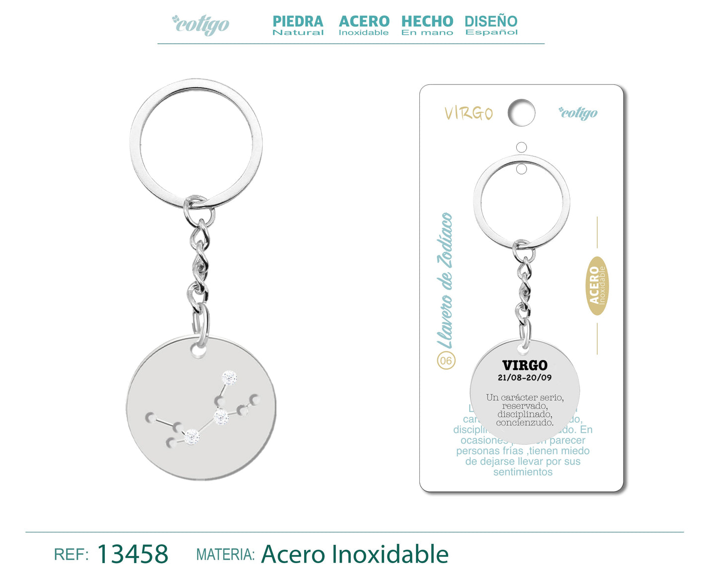 Llavero Acero con Zodiaco Virgo
