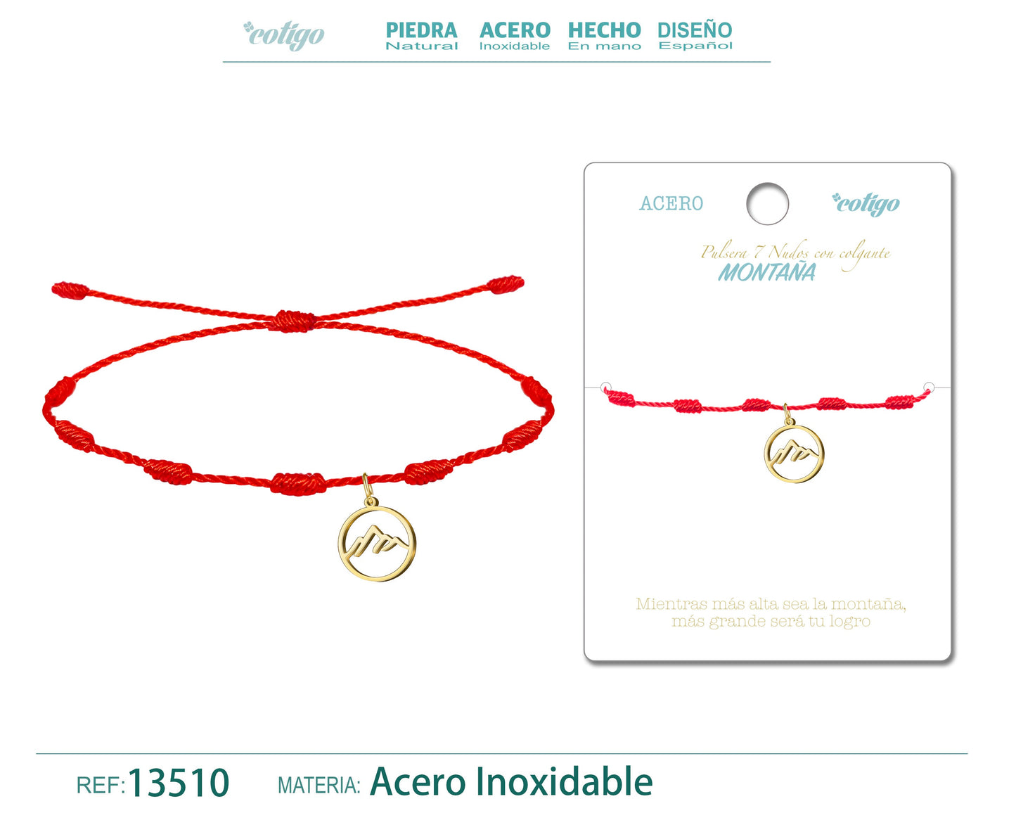 Pulsera 7 Nudos con Monta?a color Dorado