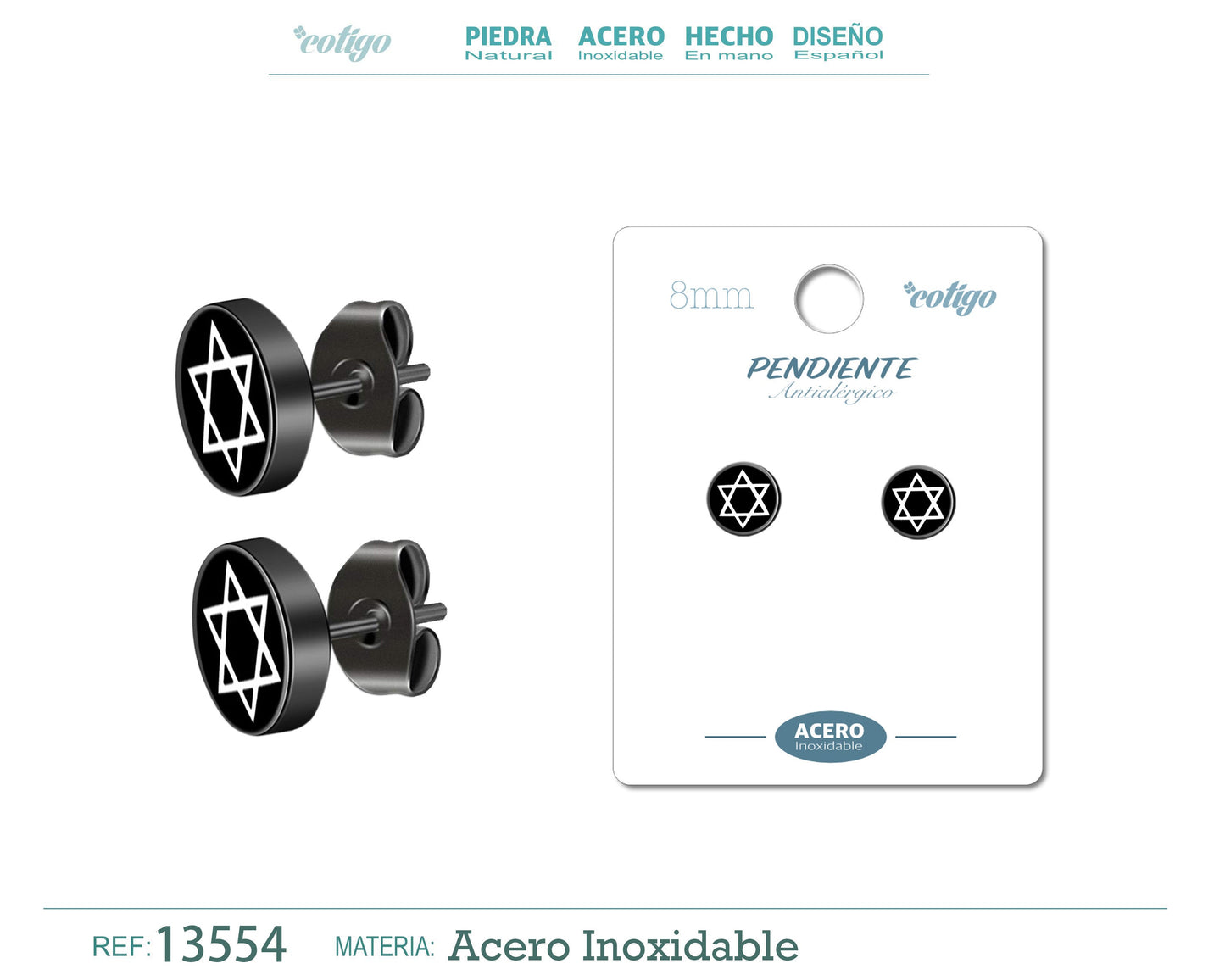 Pendiente Acero color Negro