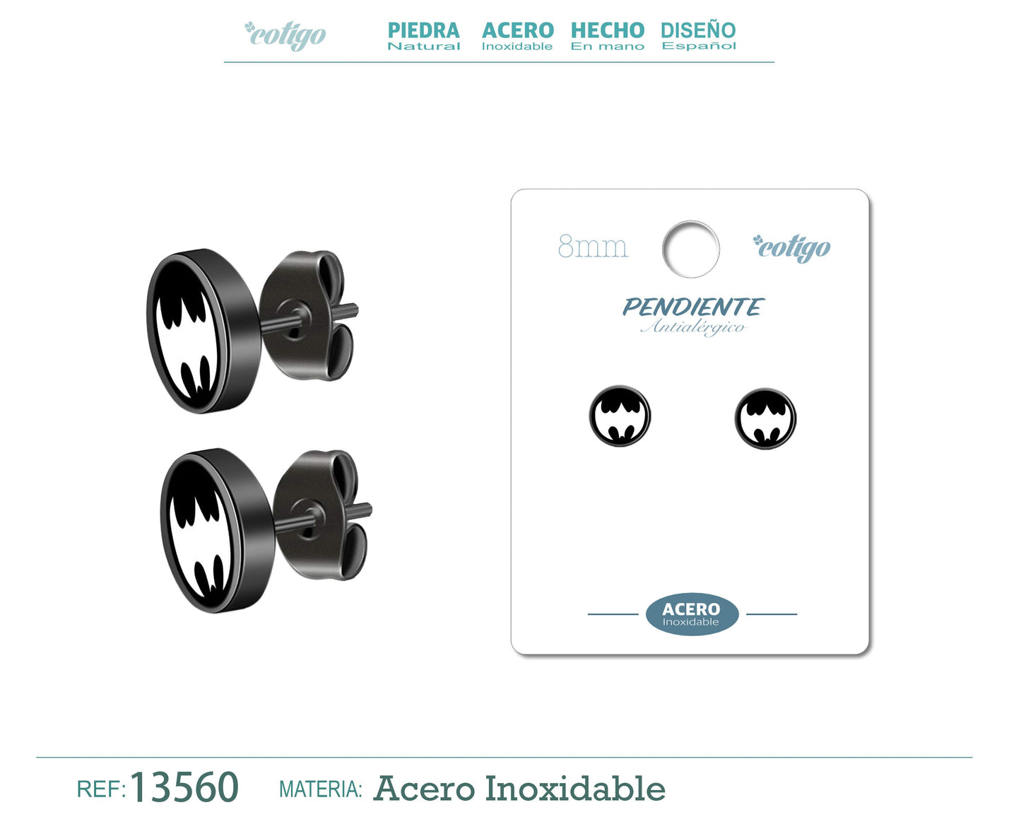 Pendiente Acero color Negro