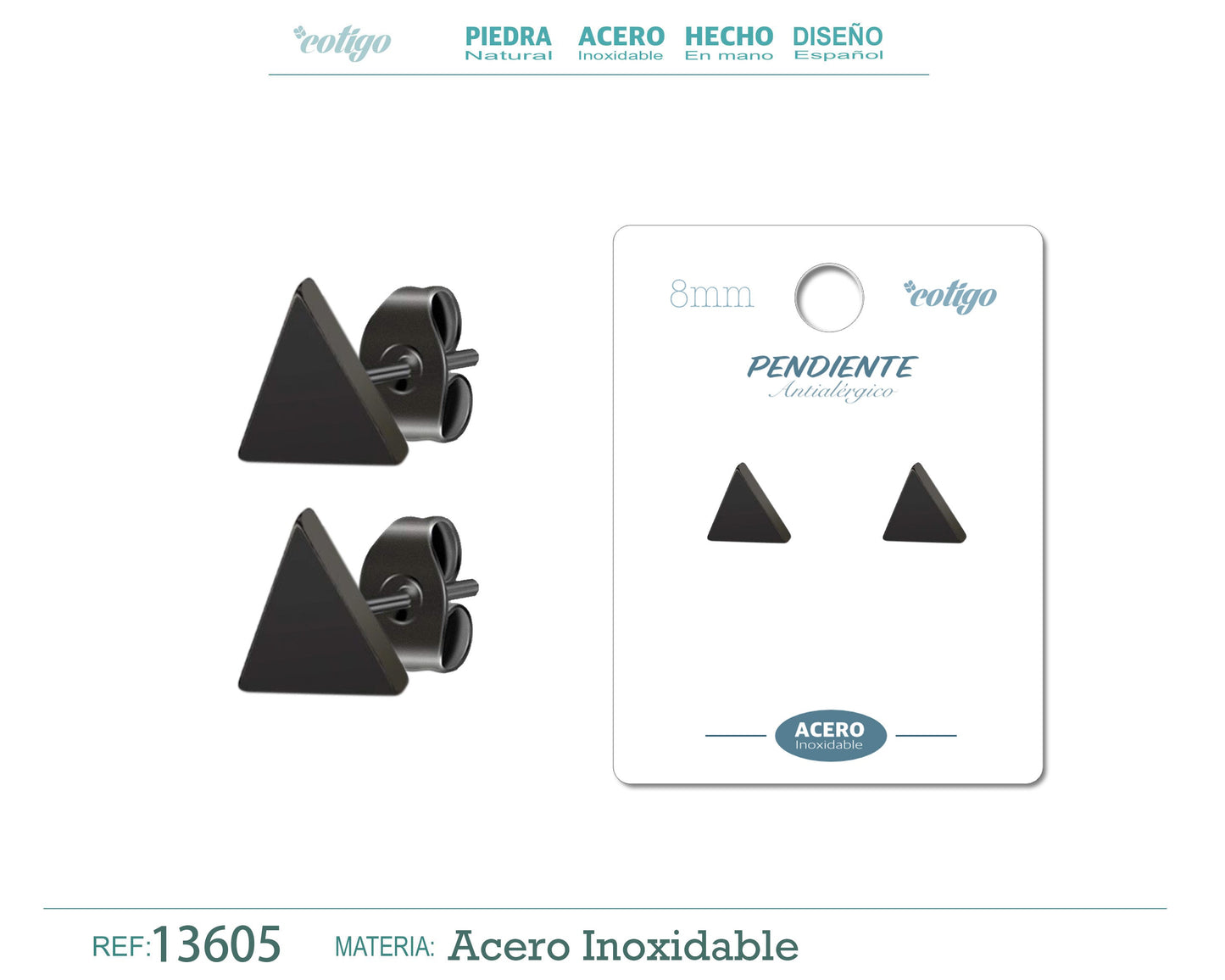 Pendiente Acero color Negro