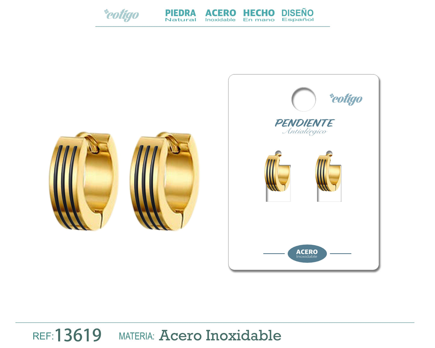 Pendiente Acero color Dorado