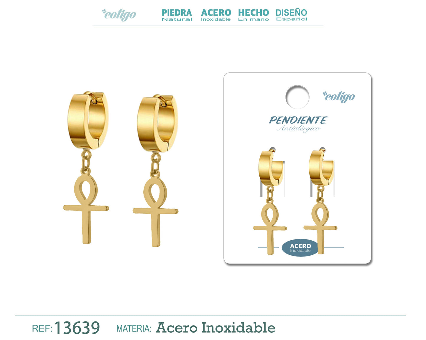 Pendiente Acero color Dorado