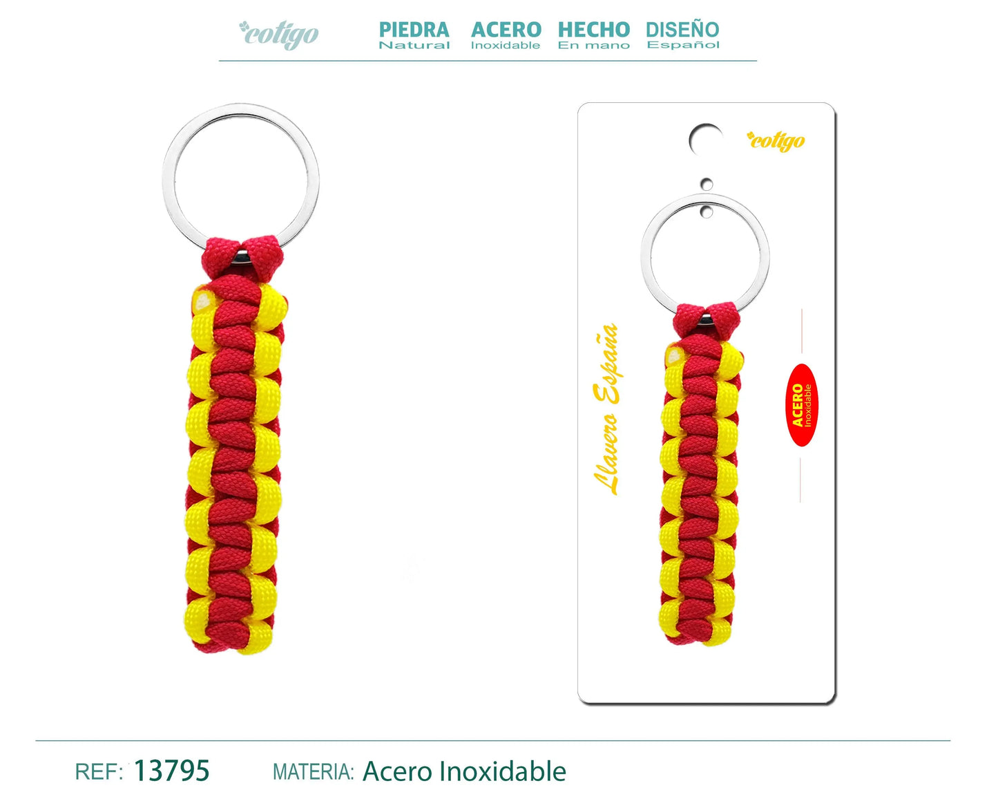 LLAVERO CUERDA CON ARO ACERO - cotigo