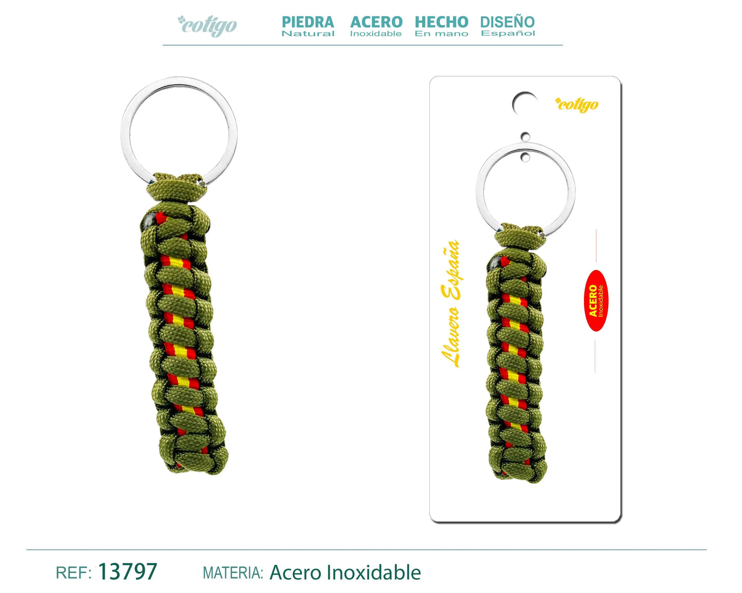 LLAVERO CUERDA CON ARO ACERO - cotigo