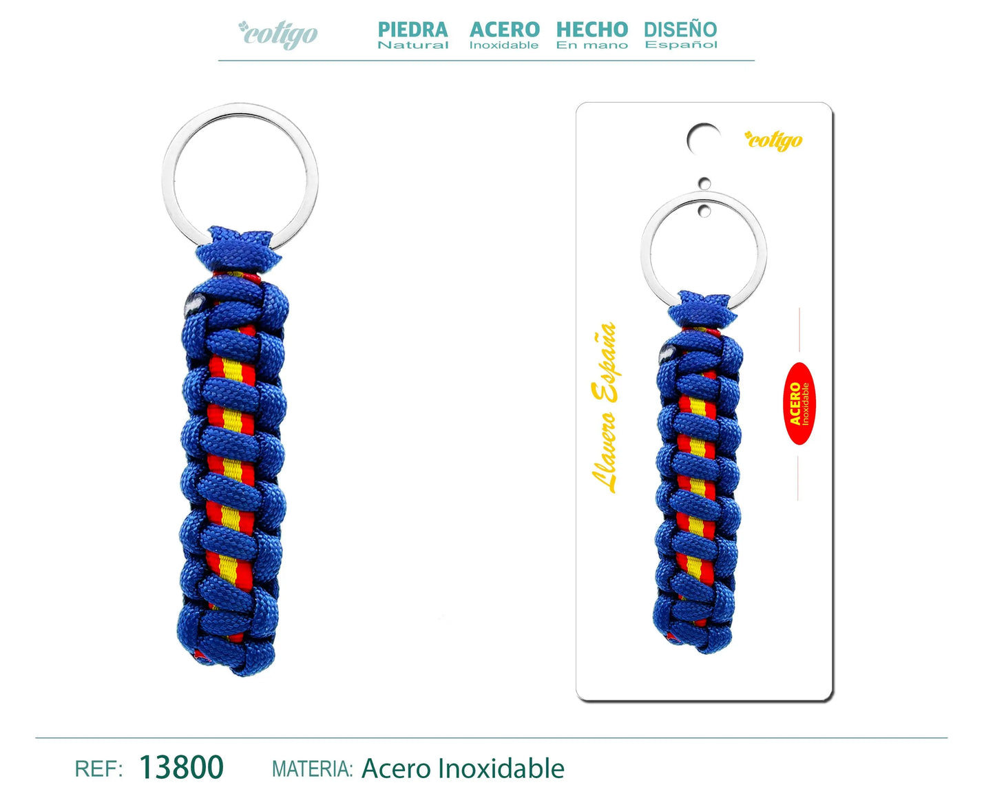 LLAVERO CUERDA CON ARO ACERO - cotigo