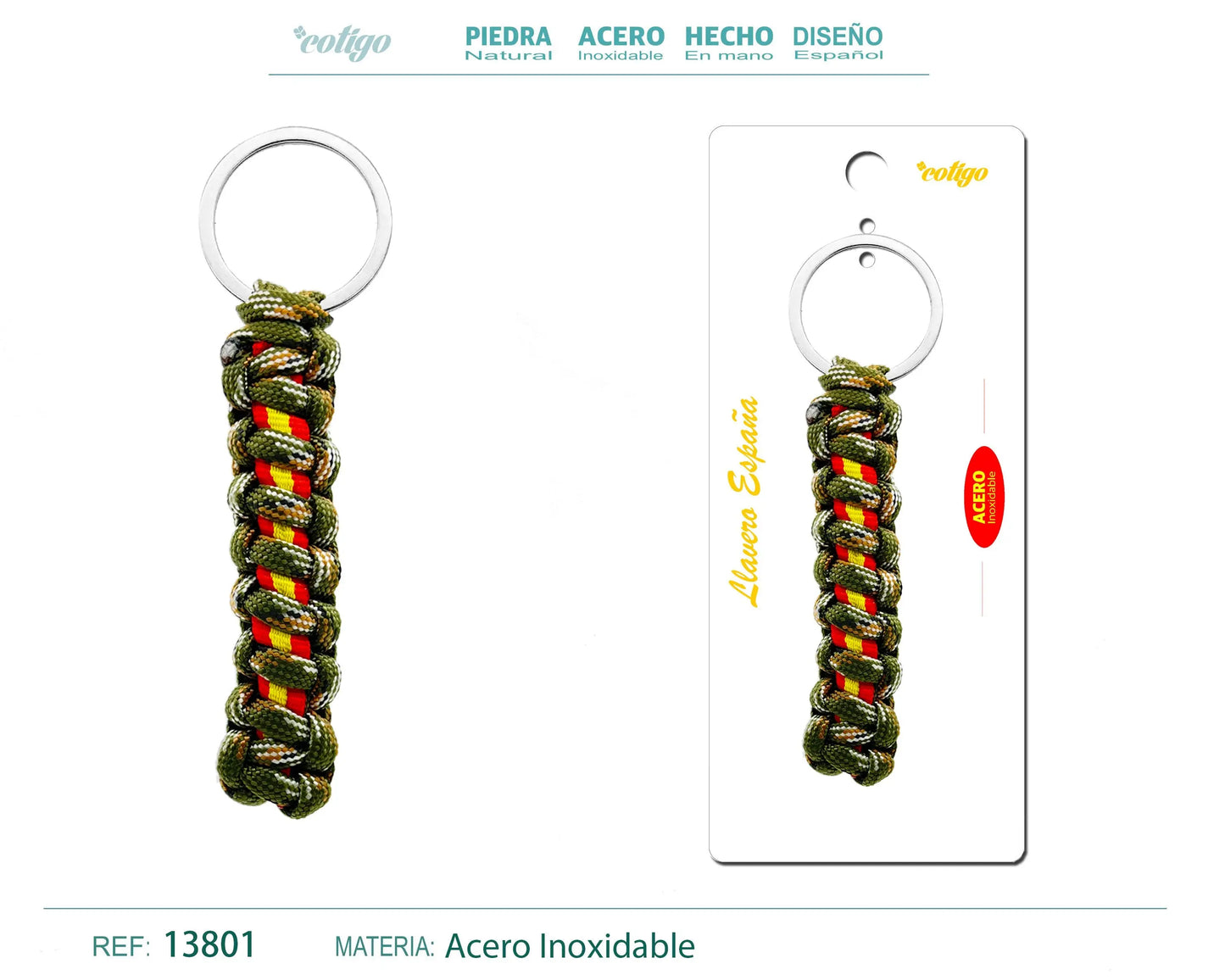 LLAVERO CUERDA CON ARO ACERO - cotigo