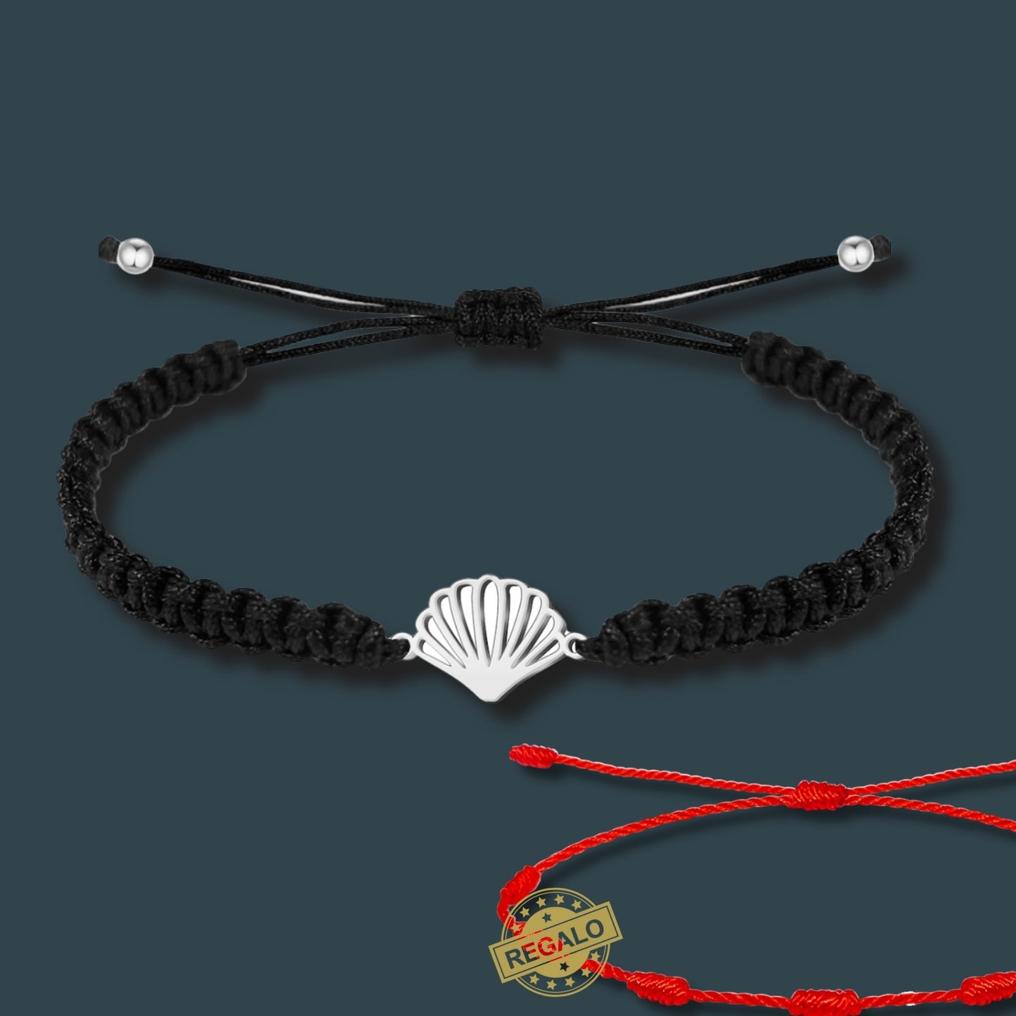 ✨Pulsera de Hilo Trenzado Hecha a Mano 🧵 con Amuleto de Suerte y Protección 🍀 Acero Inoxidable 💎 ¡Incluye Pulsera 7 Nudos de Regalo! 🎁