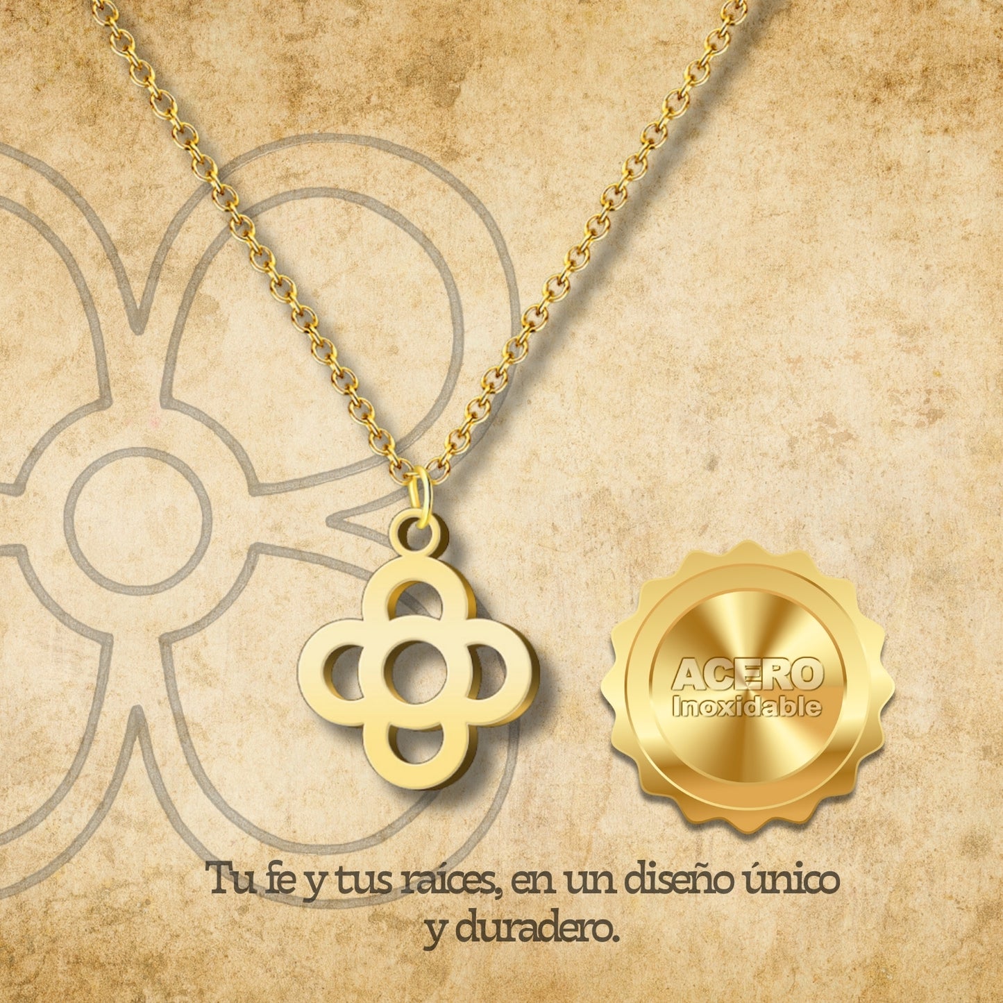 Colgante Flor de Barcelona Acero Dorado