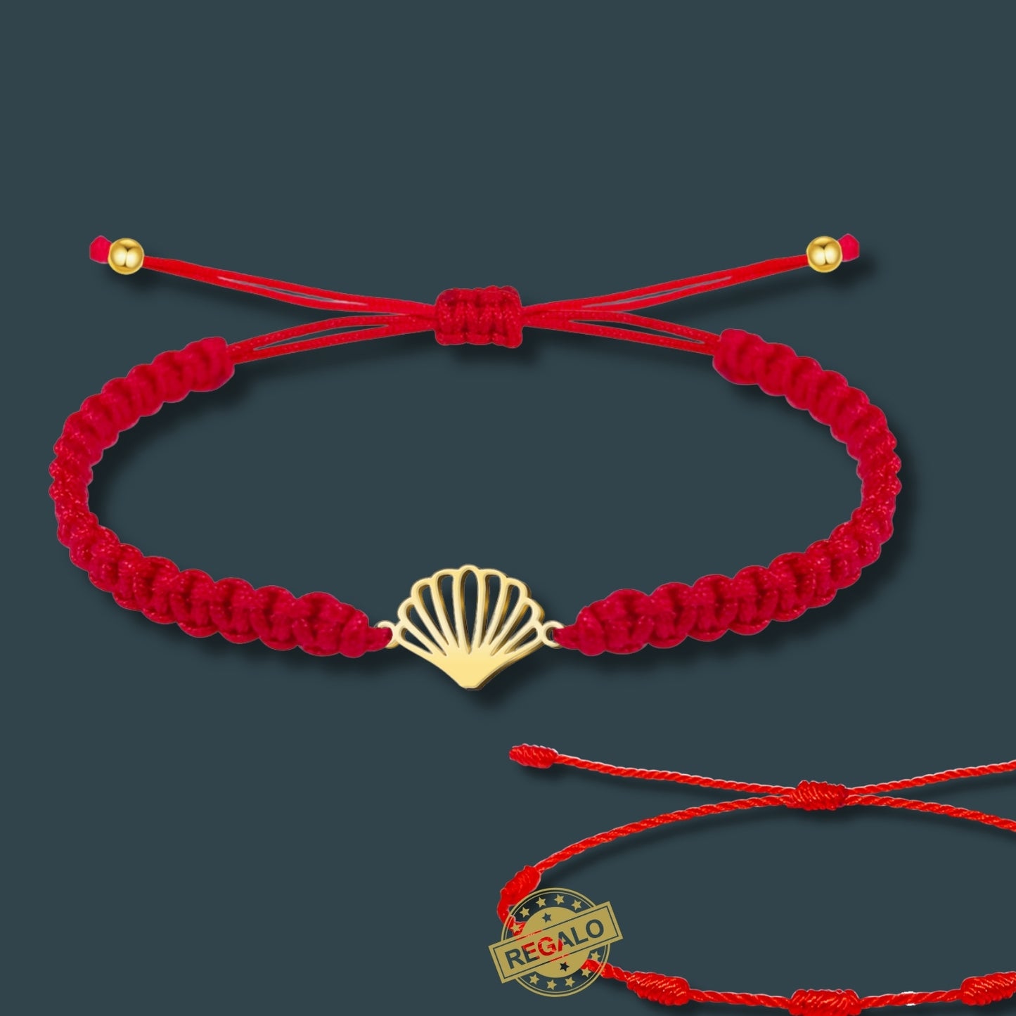 Pulsera Hilo Destino Roja Hecho a Mano 🧵 con Amuleto de Suerte y Protección 🍀 en Acero Inoxidable 💎 ¡Incluye Pulsera 7 Nudos de Regalo! 🎁