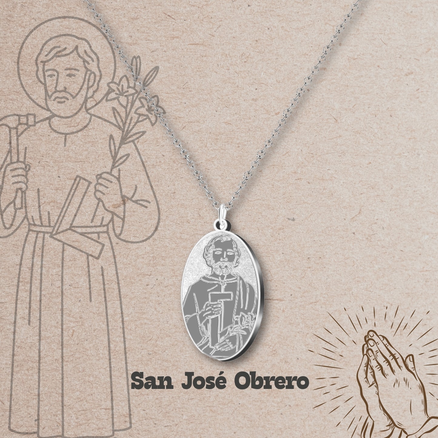 Collar Santo Acero inoxidable, Colgante Santo, Católico, San Antonio, San Judas Tadeo, San Cristóbal.