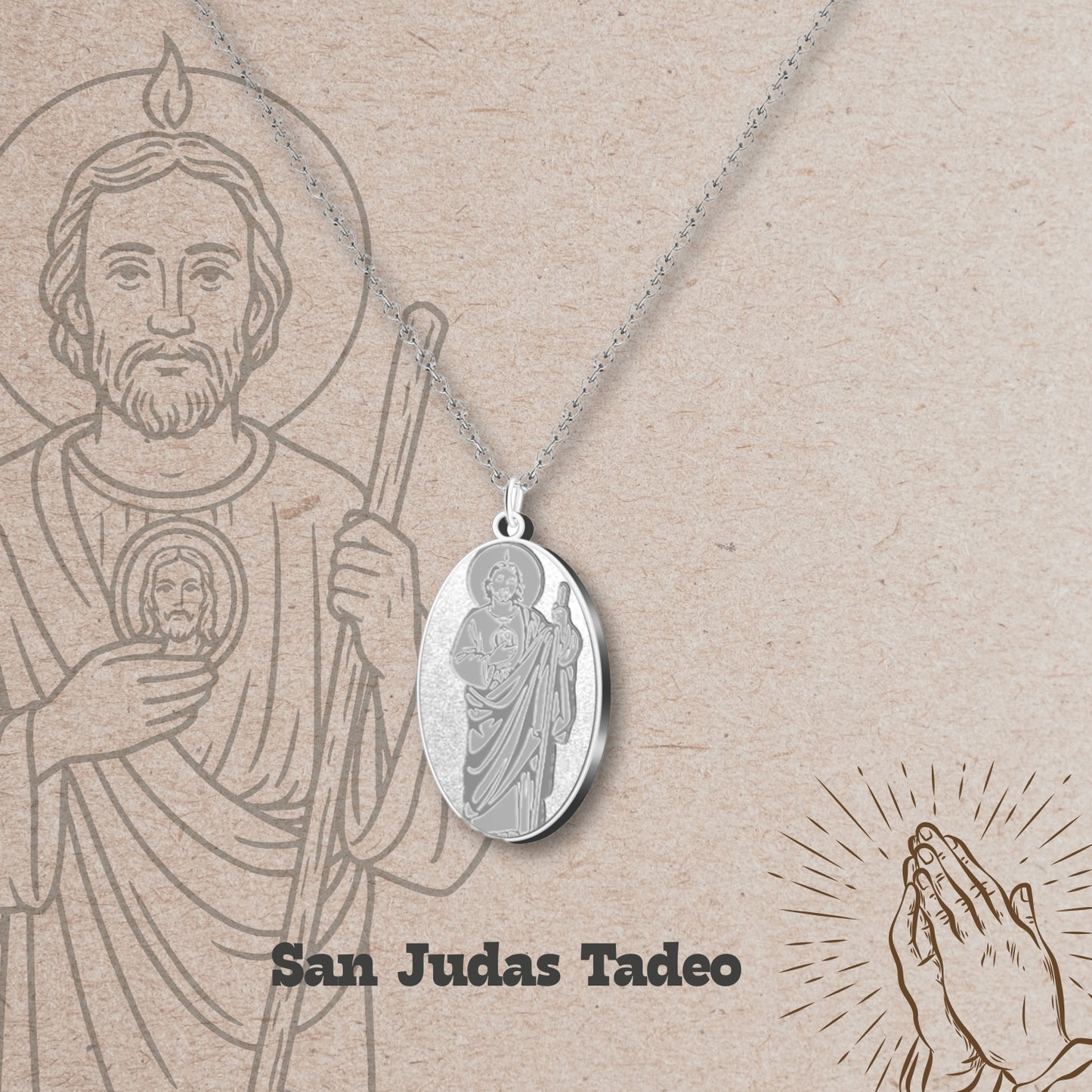 Collar Santo Acero inoxidable, Colgante Santo, Católico, San Antonio, San Judas Tadeo, San Cristóbal.