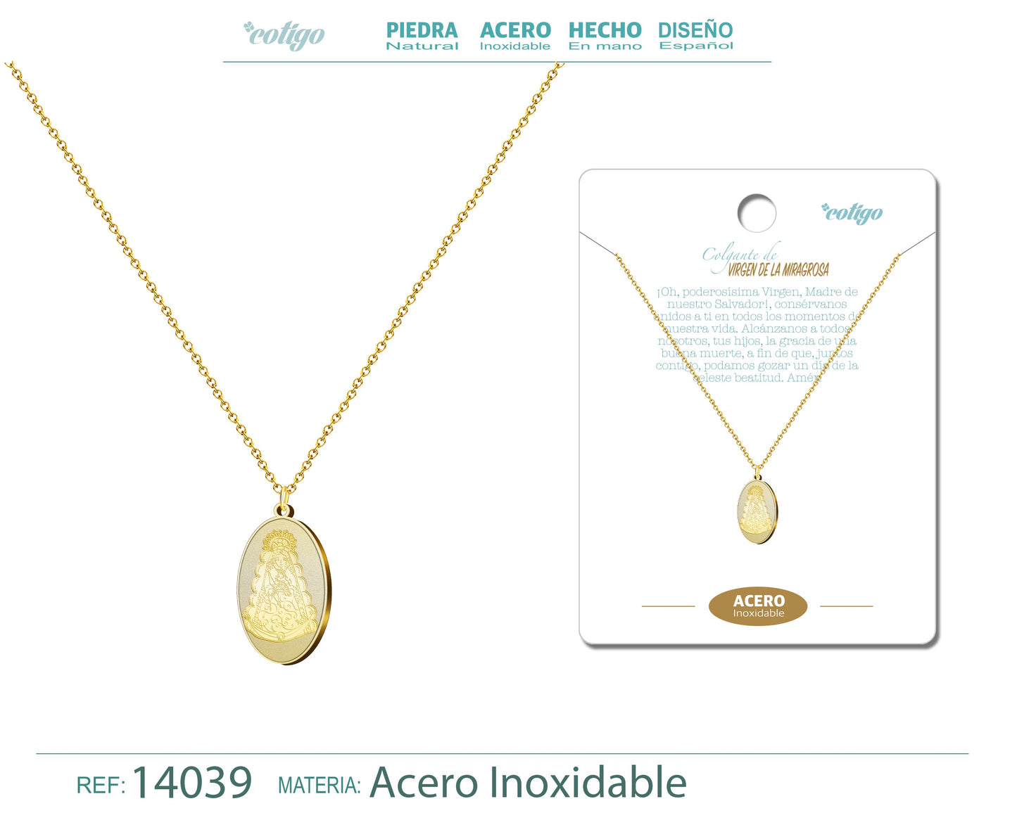 Colgante Acero Virgen del Rocío color Dorado