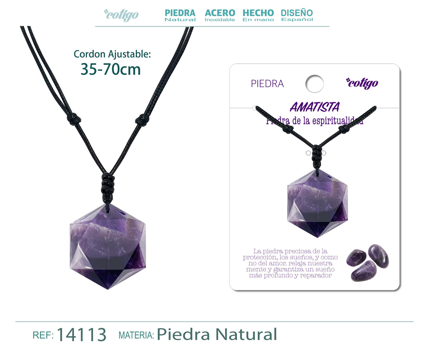 Colgante Estrella David de piedra Amatista