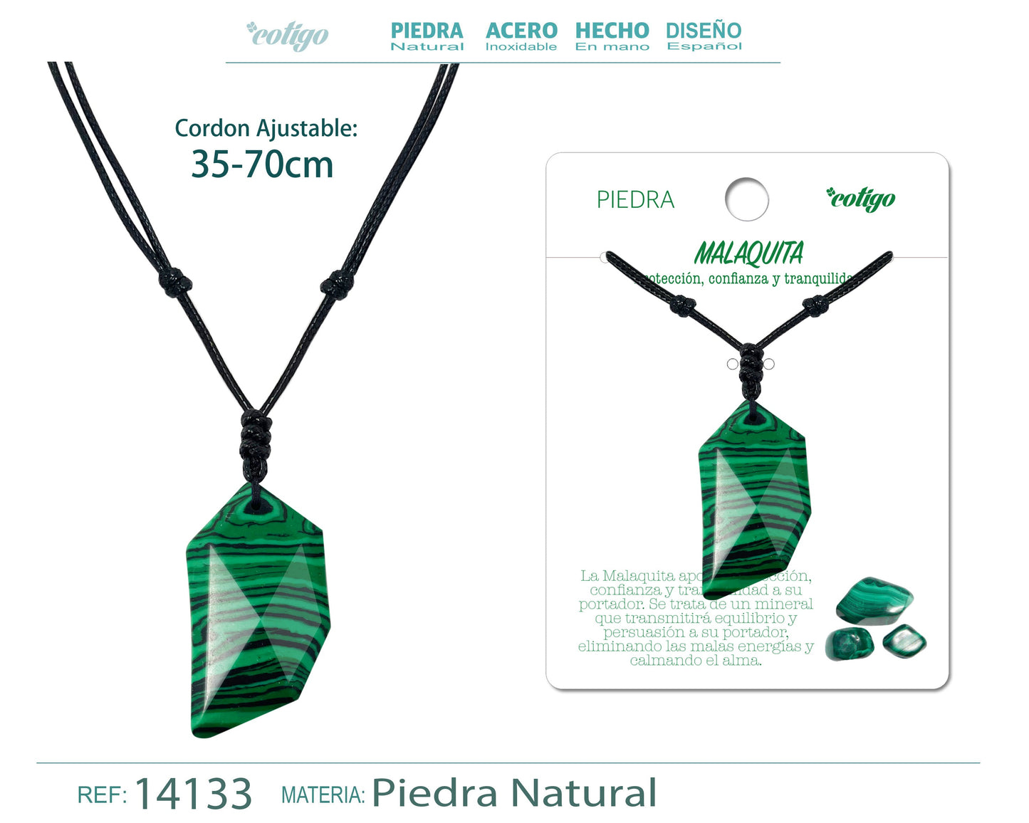 Colgante Diente lobo de piedra Malaquita