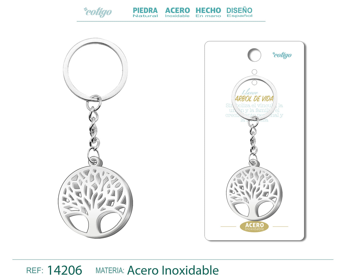 Llavero de Arbol de Vida Acero