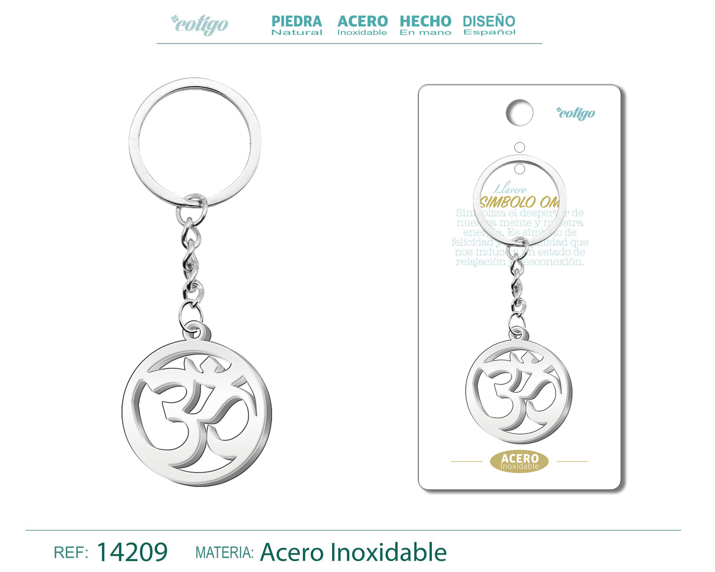 Llavero de Simbolo de OM Acero
