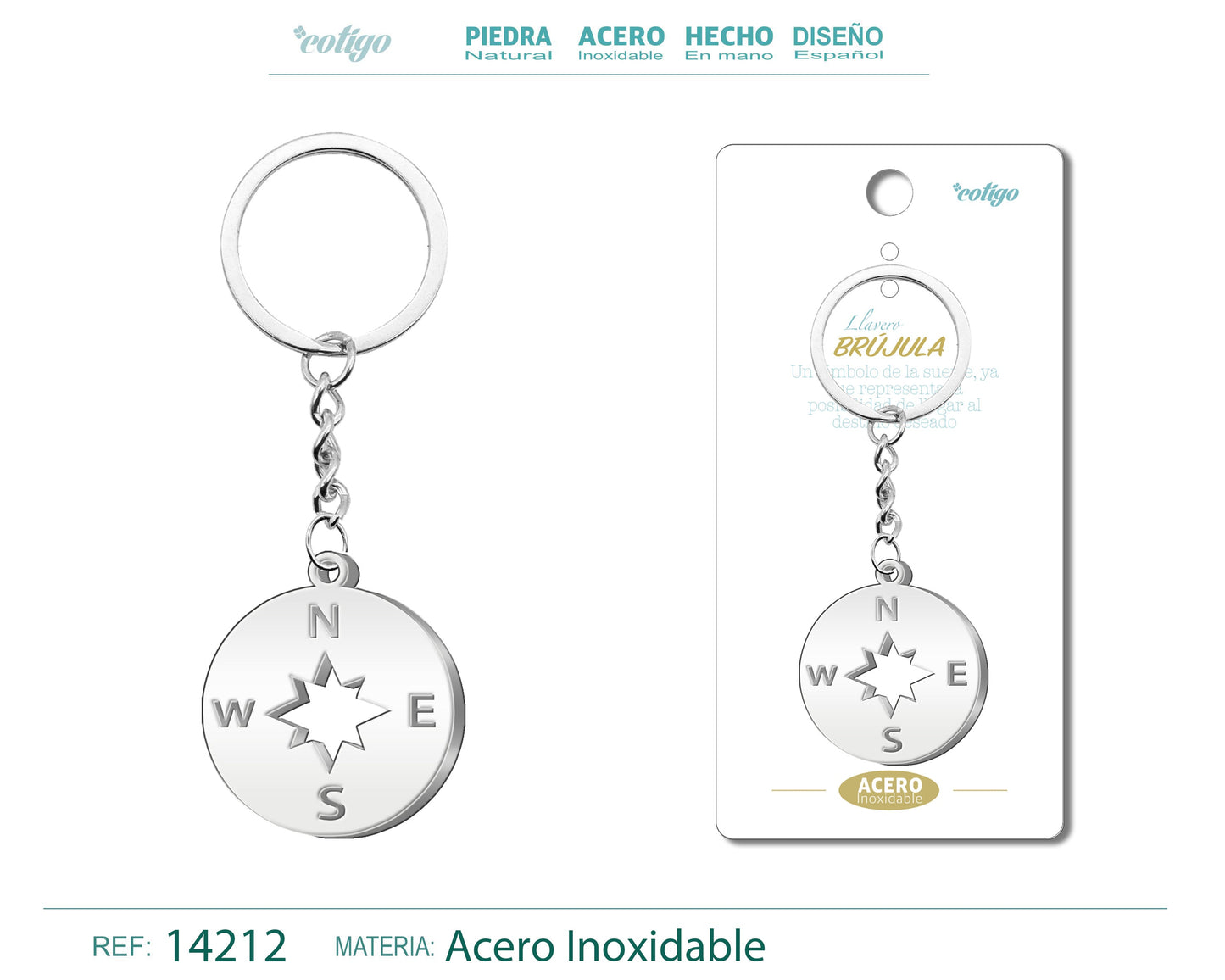Llavero de Brújula Acero