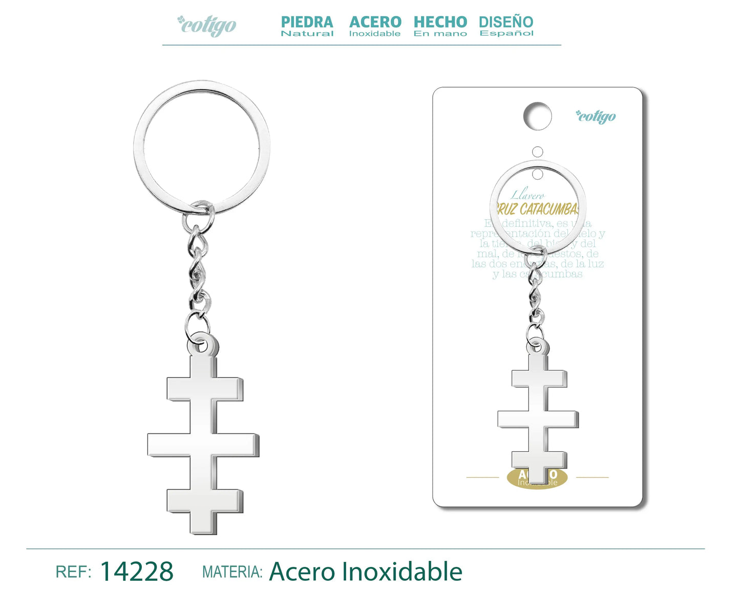Llavero de Cruz de las Catacumbas Acero - cotigo