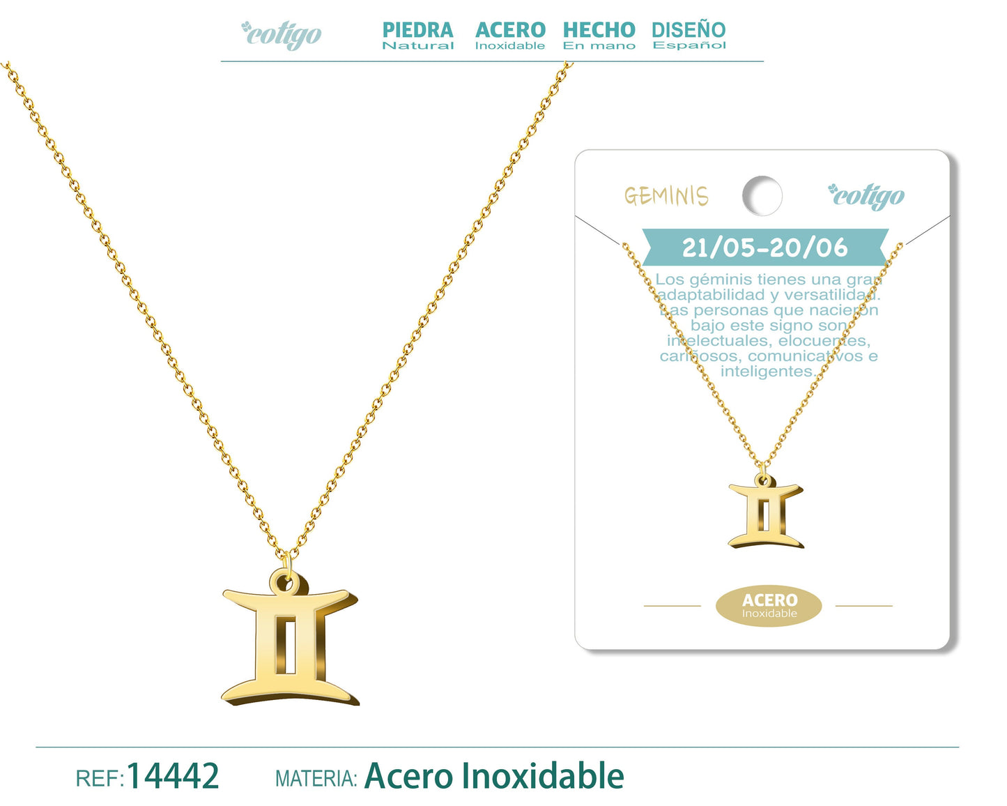 Collar Zodiaco Gemini color Dorado