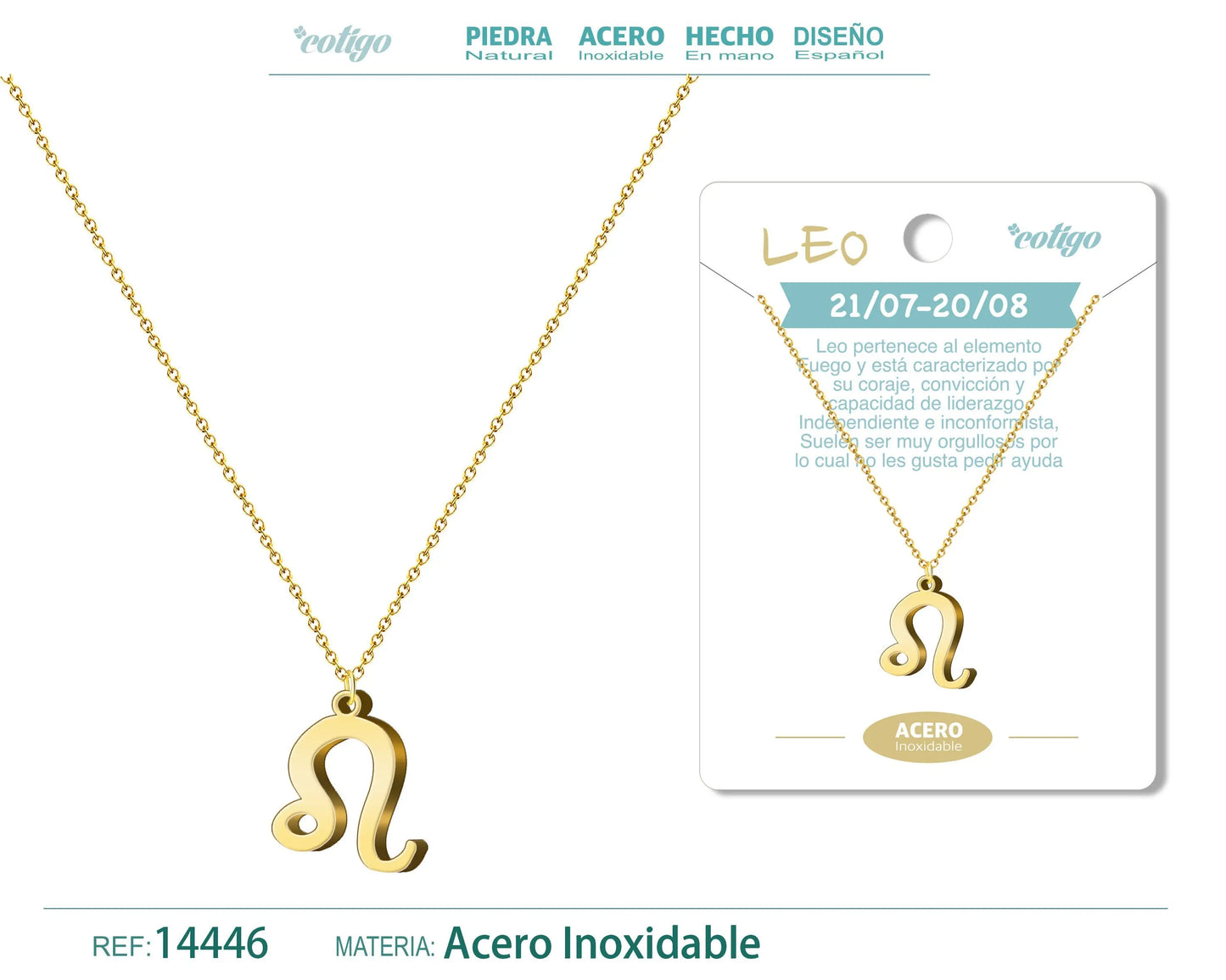 Collar Zodiaco Leo color Dorado - cotigo