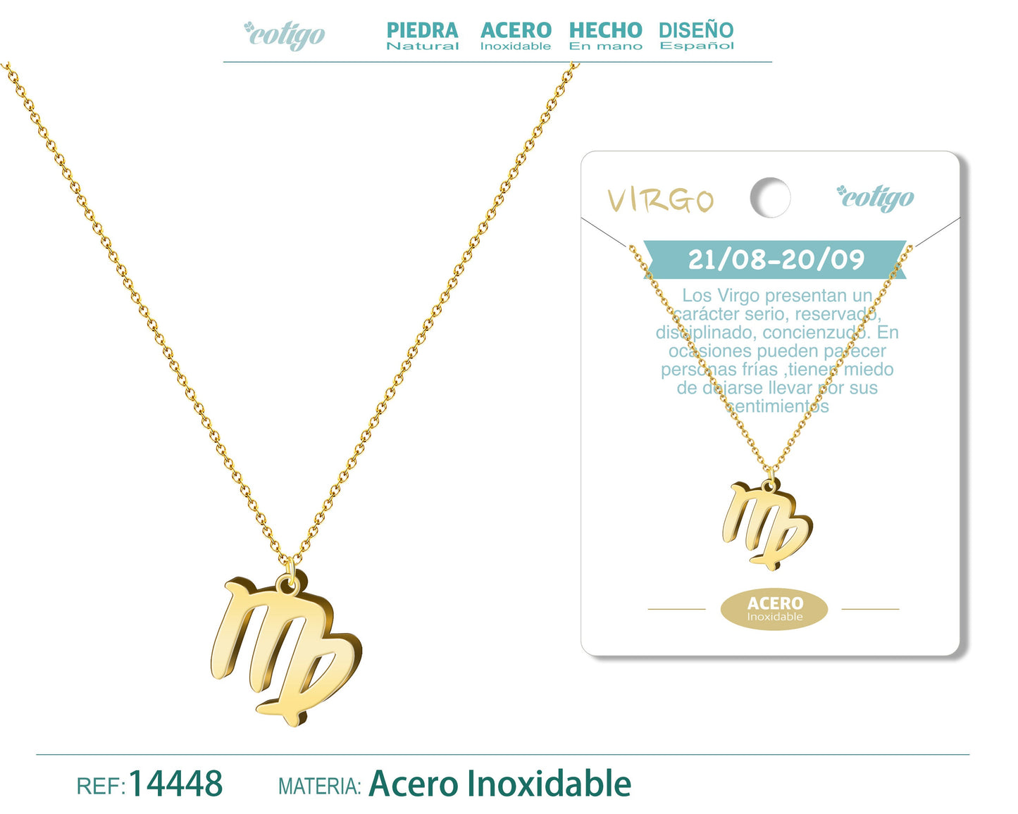 Collar Zodiaco Virgo color Dorado