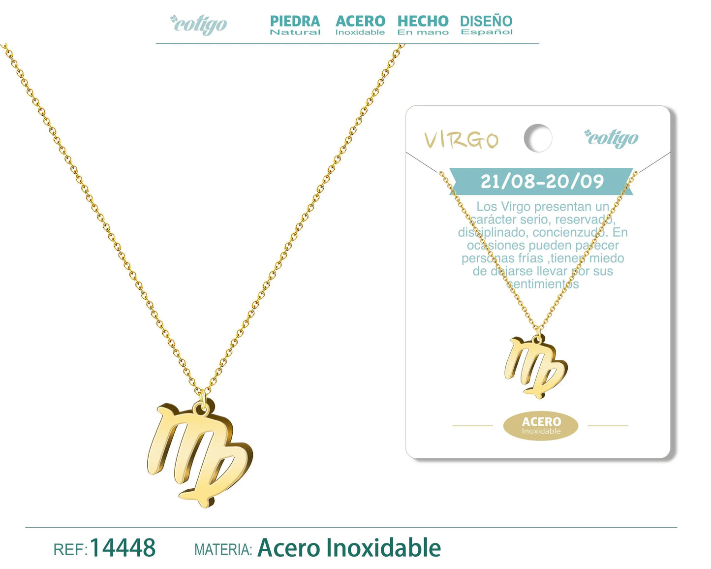 Collar Zodiaco Virgo color Dorado - cotigo