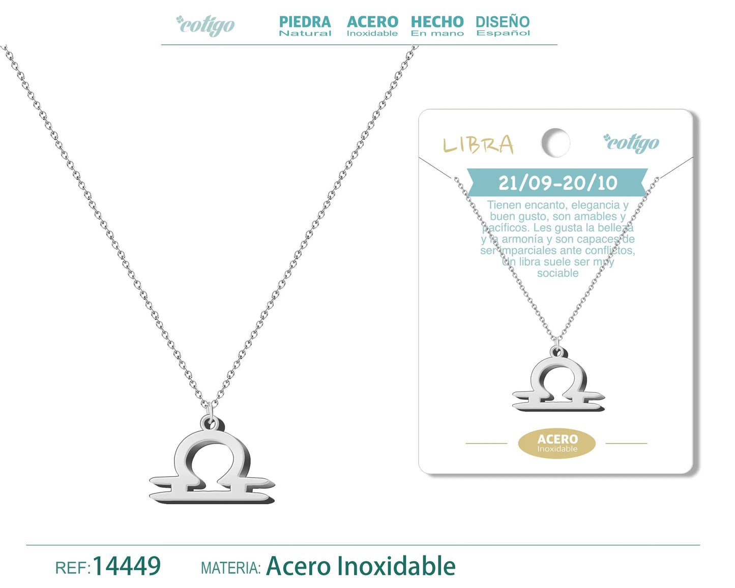 Collar Zodiaco Libra color Plateado - cotigo