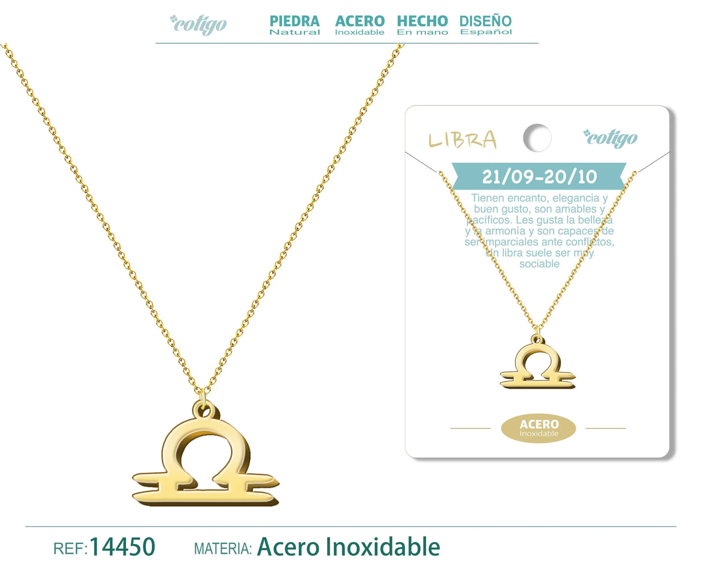 Collar Zodiaco Libra color Dorado - cotigo
