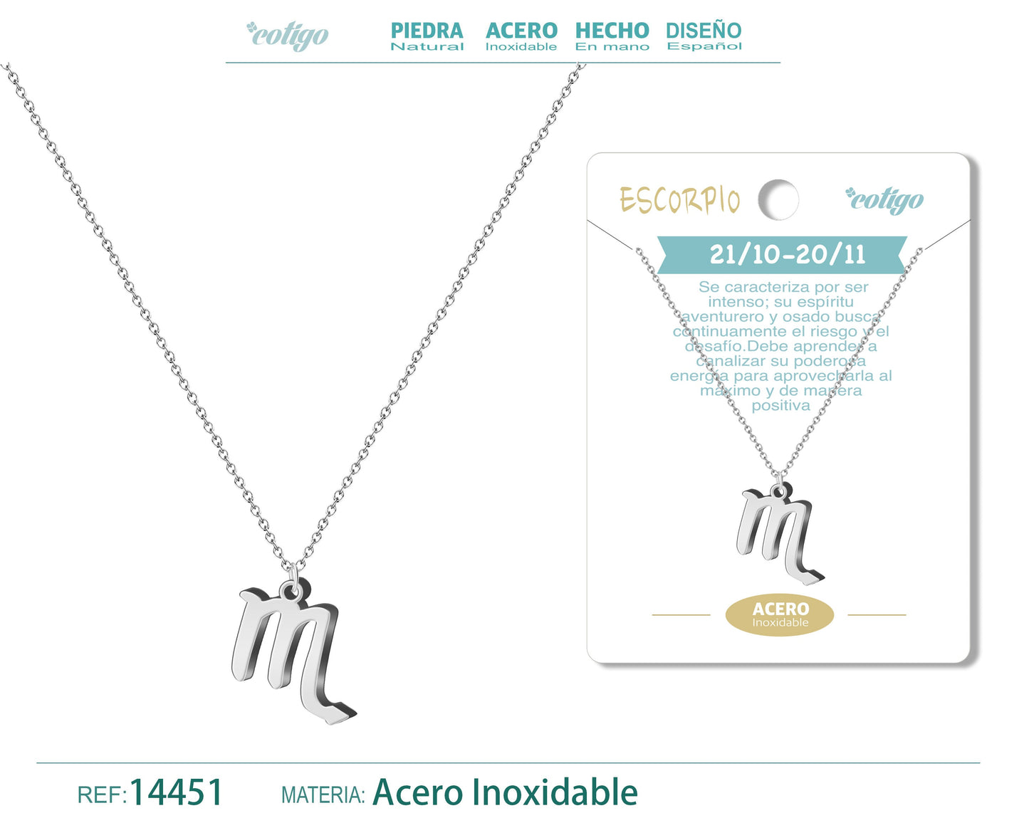 Collar Zodiaco Scorpio color Plateado