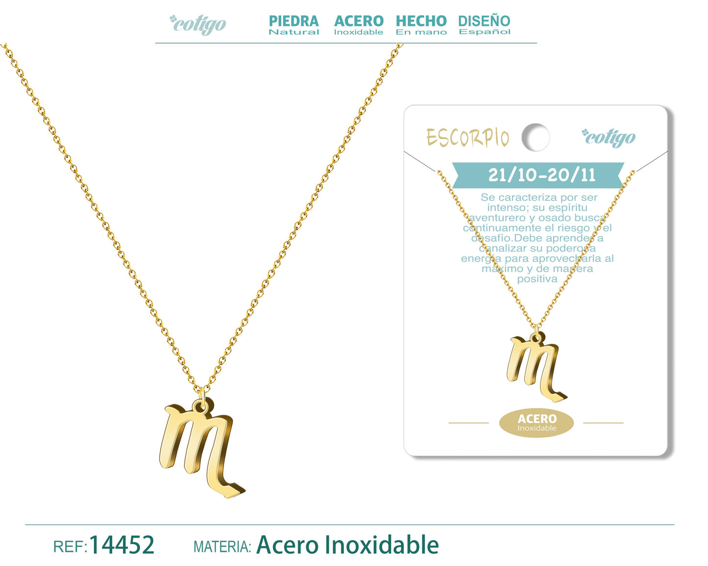 Collar Zodiaco Scorpio color Dorado