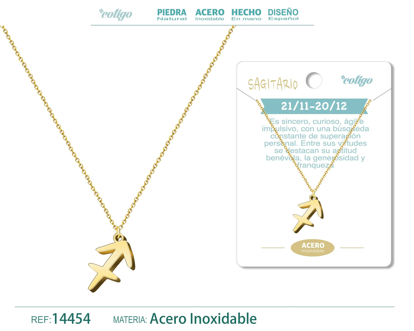 Collar Zodiaco Sagittarius color Dorado - cotigo