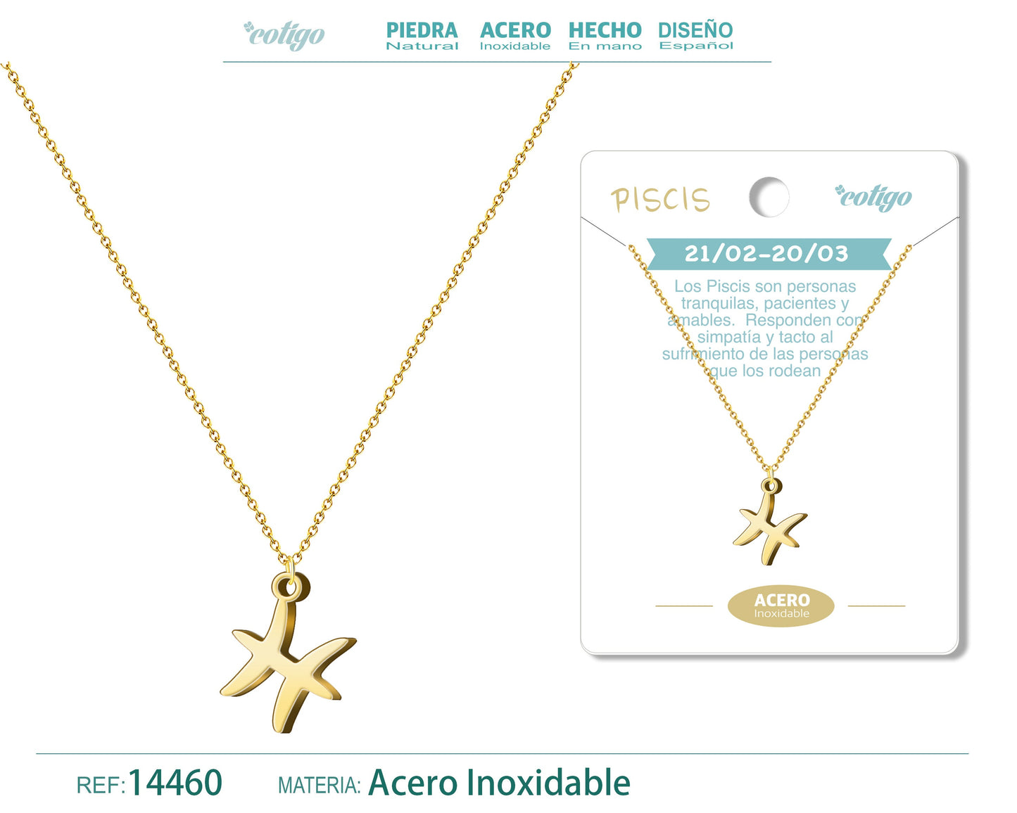 Collar Zodiaco Pisces color Dorado
