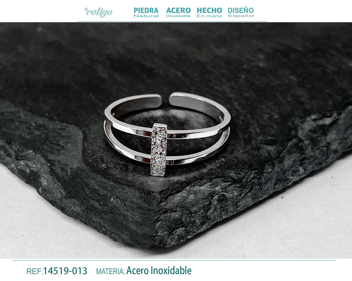 Anillo Acero Letra I color plateado