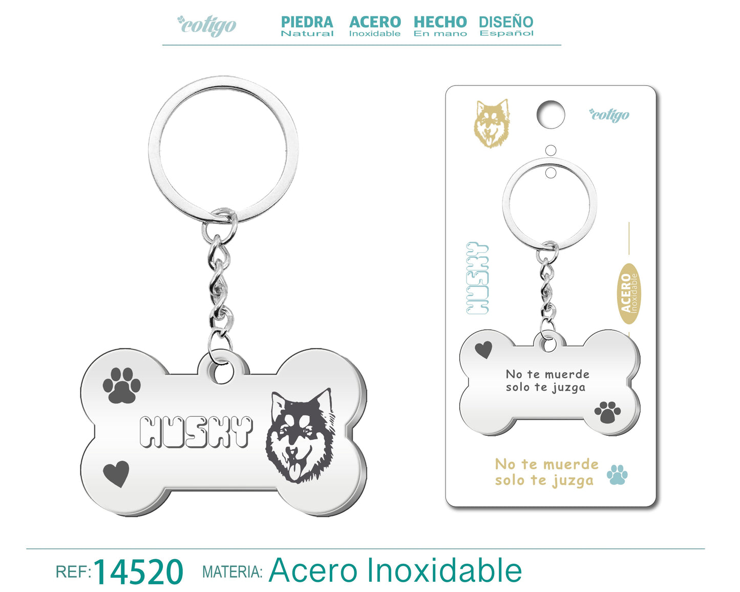 Llavero Acero de Perro Husky