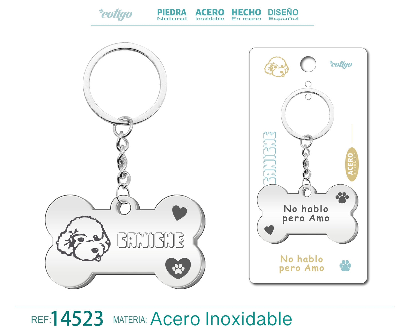 Llavero Acero de Perro Caniche