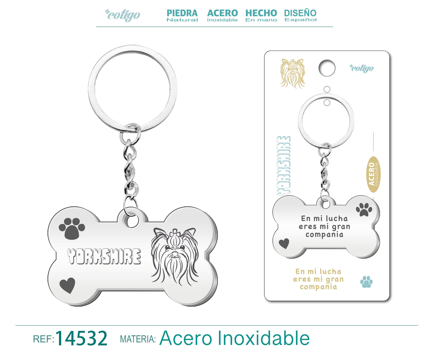 Llavero Acero de Perro Yorkshire