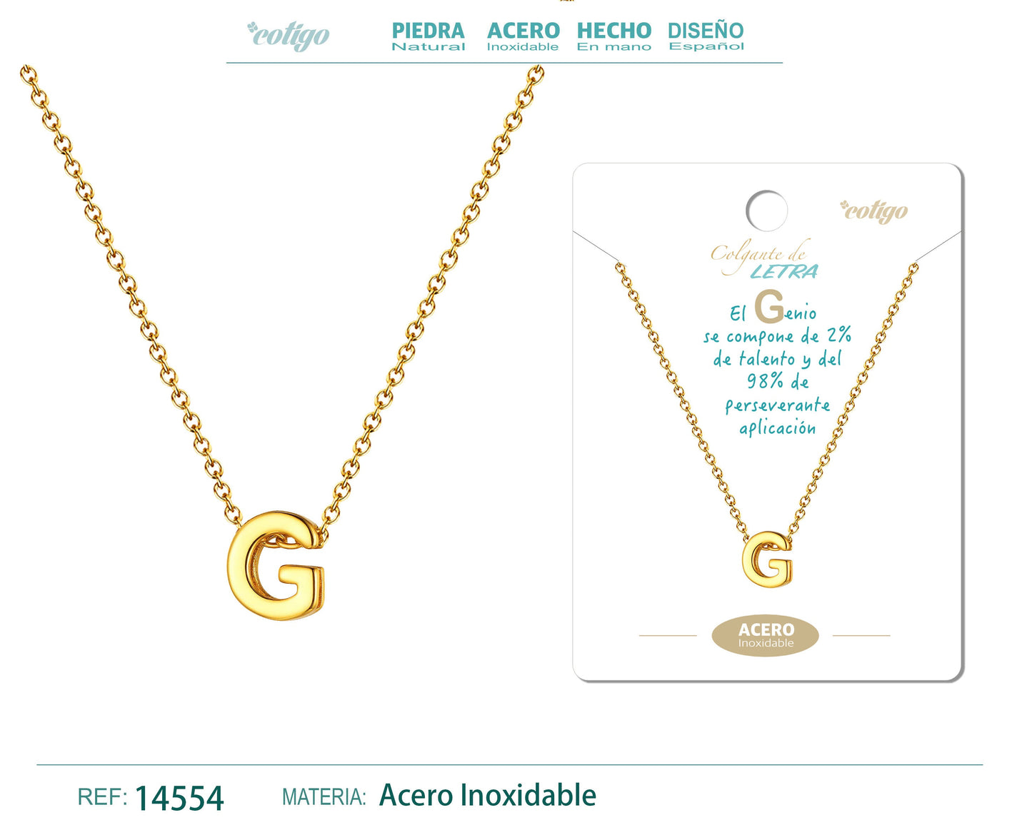 Collar Letra G Acero color Dorado
