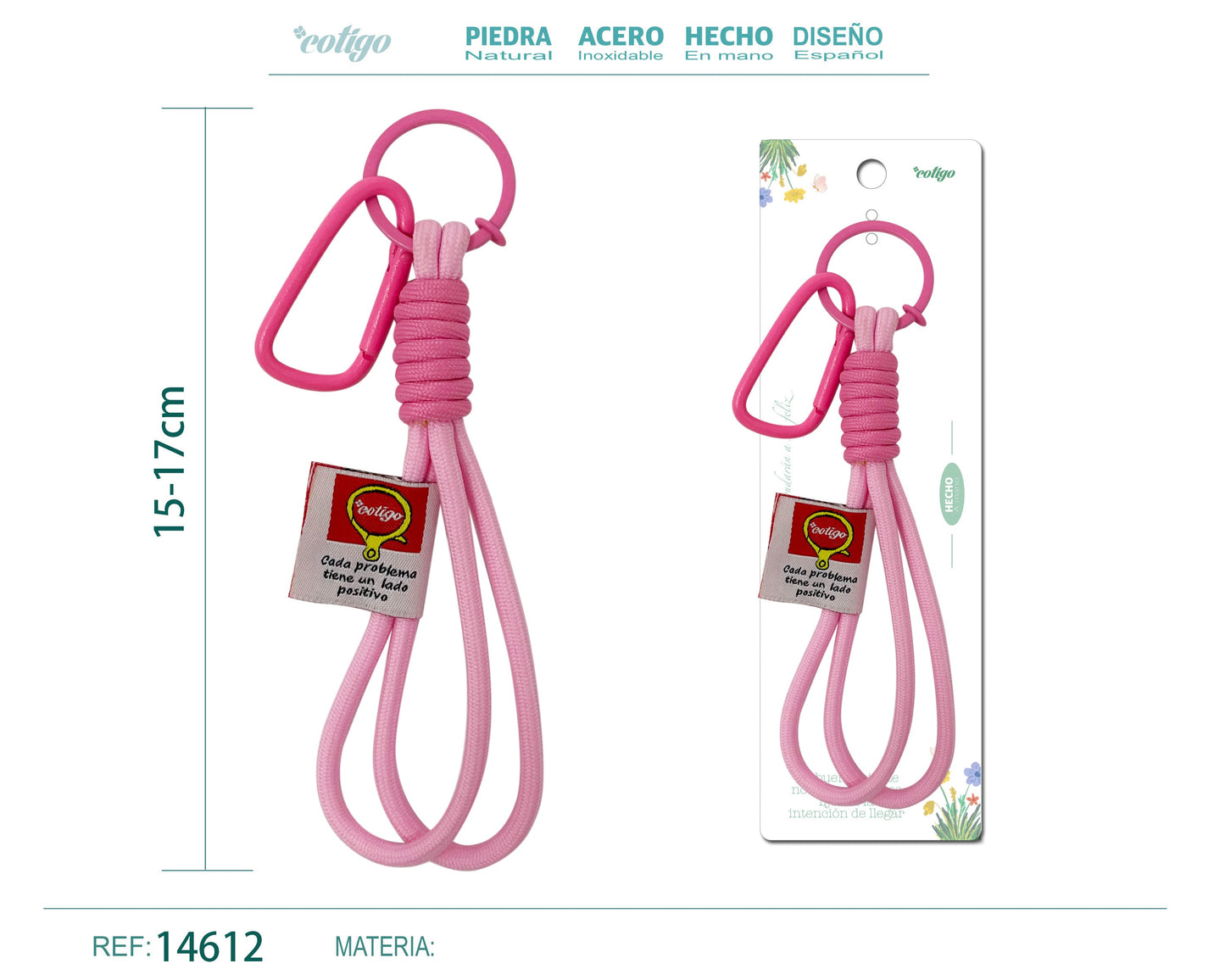 Llavero de cuerda con etiquetas color Macarrón