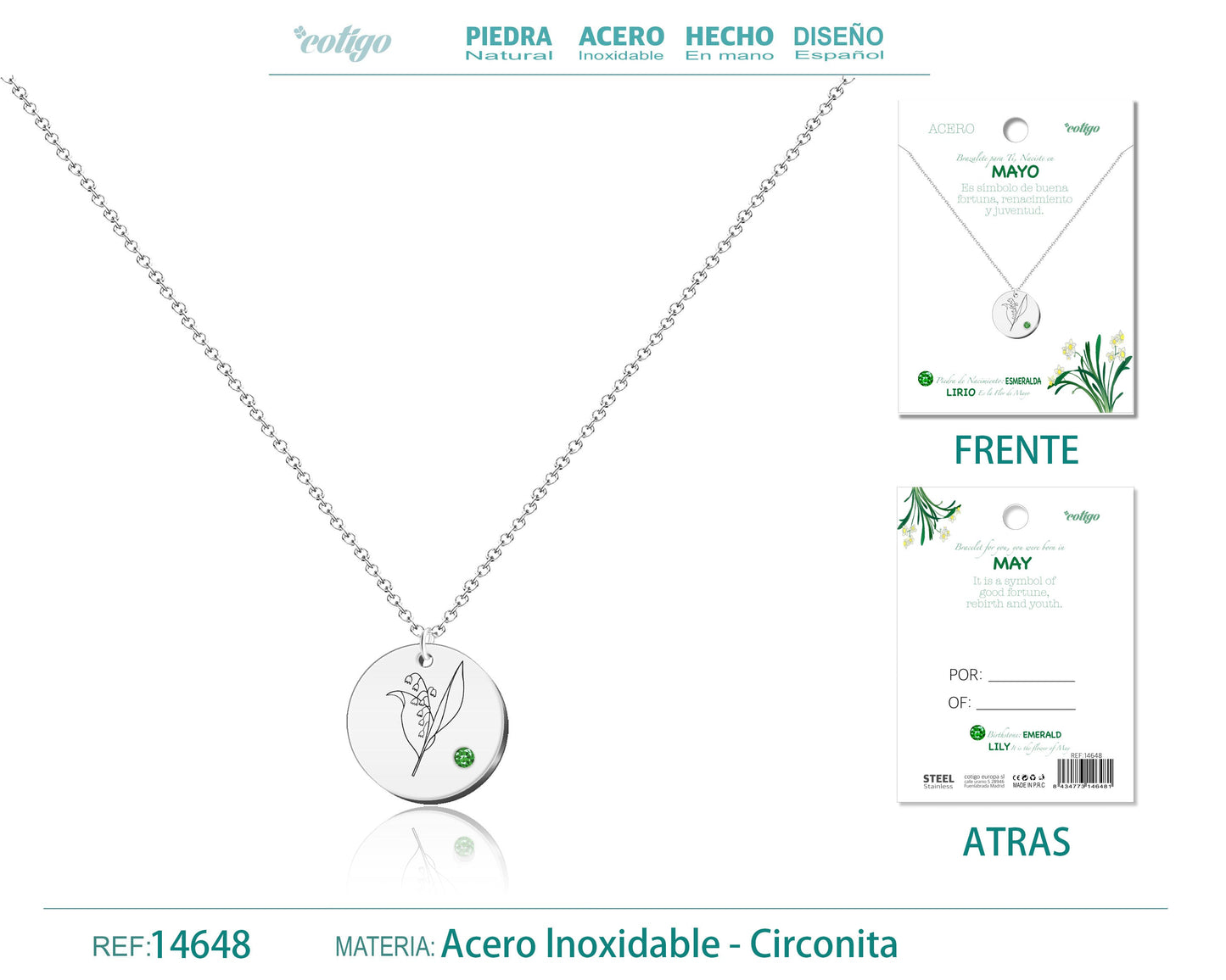 14648-Collar Acero para Nacimiento de Mayo Plateado