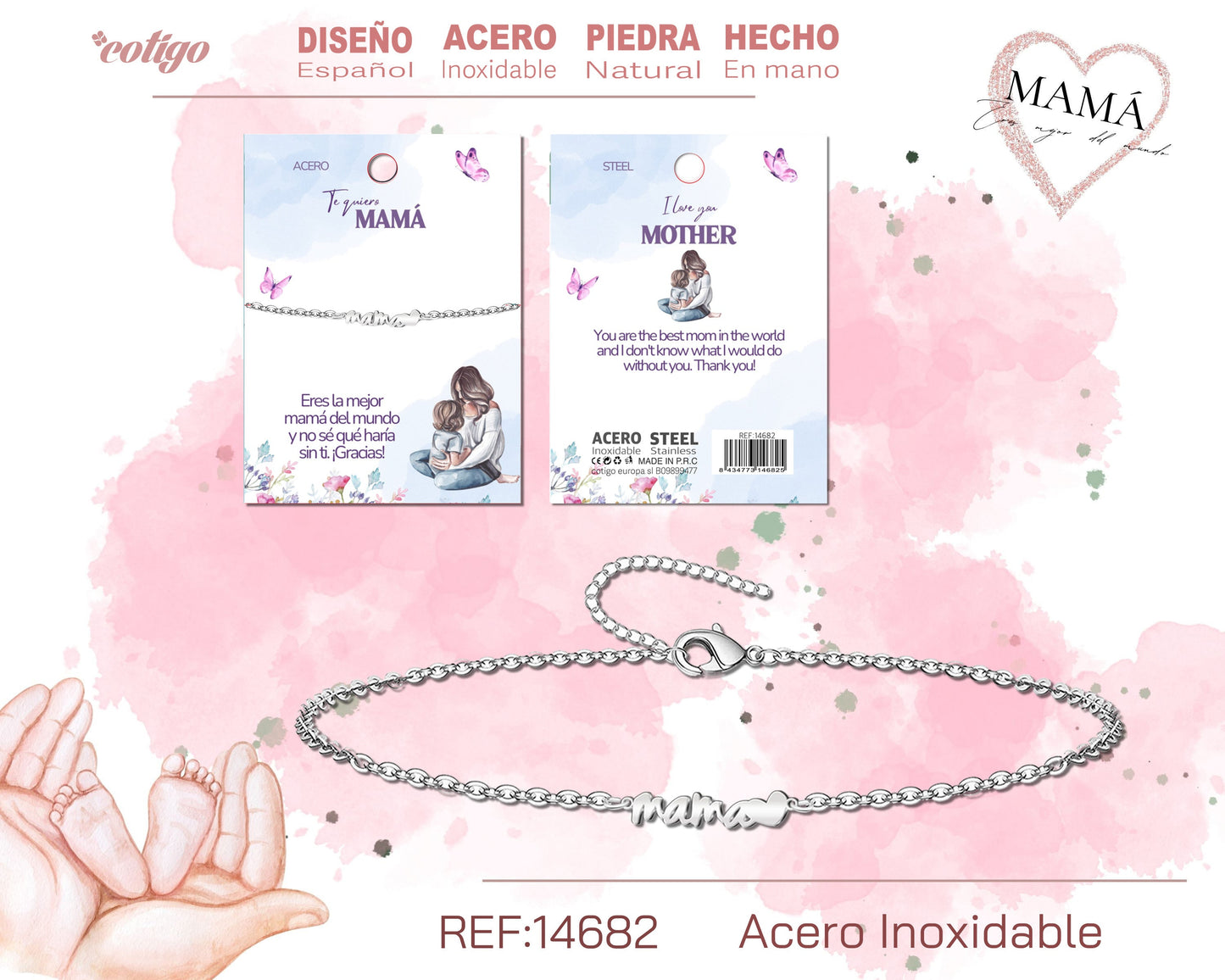 14682-Pulsera para Mamá color Plateado
