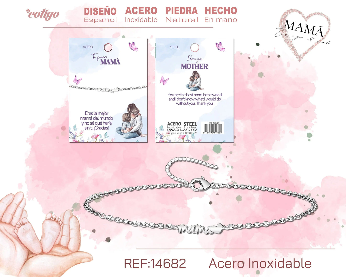 Pulsera para Mamá color Plateado - cotigo