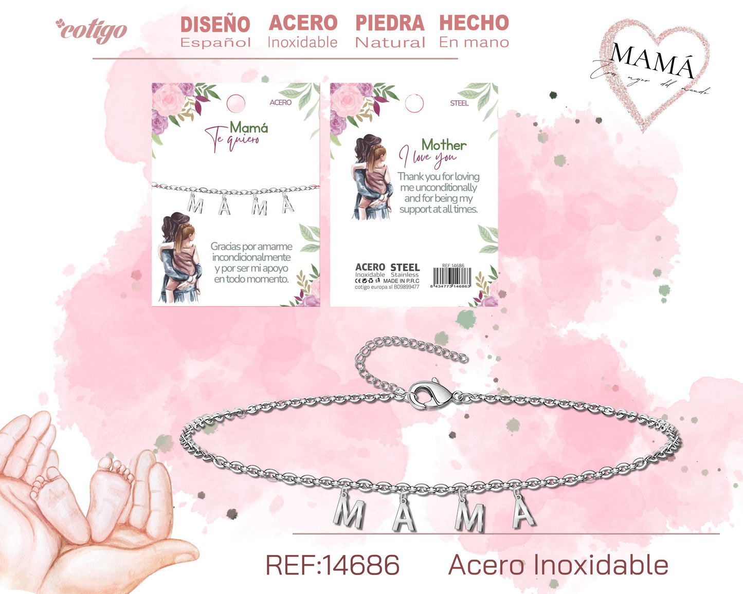 14686-Pulsera para Mamá color Plateado