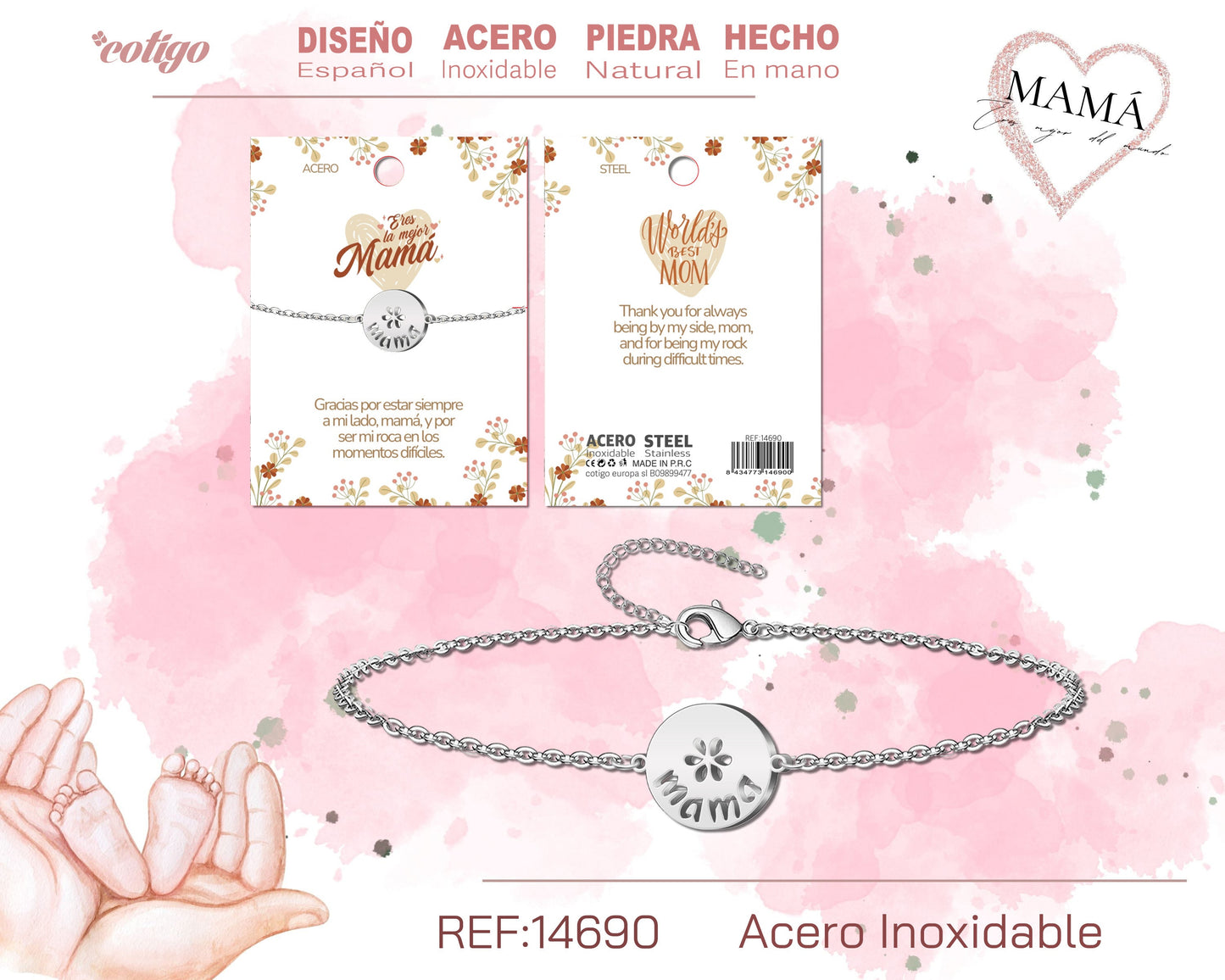 14690-Pulsera para Mamá color Plateado