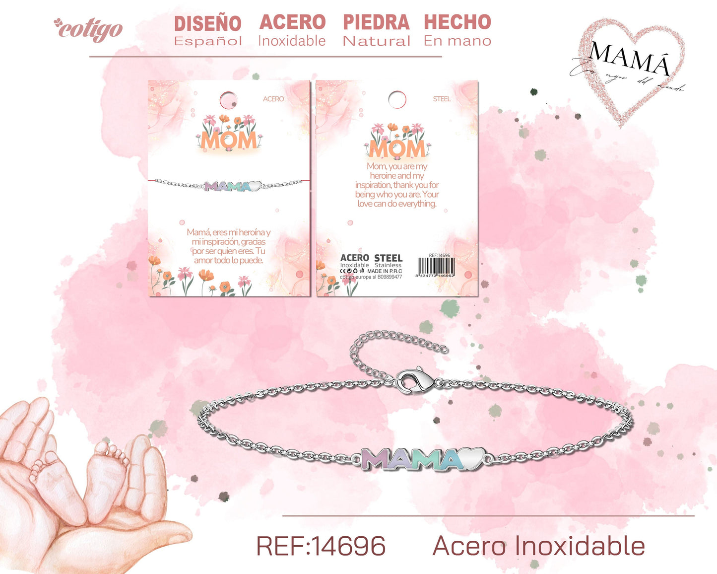 14696-Pulsera para Mamá color Plateado