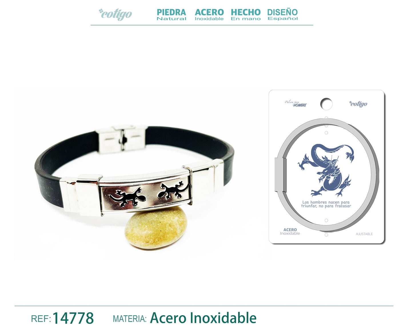 Pulsera Acero con Cuero sintético