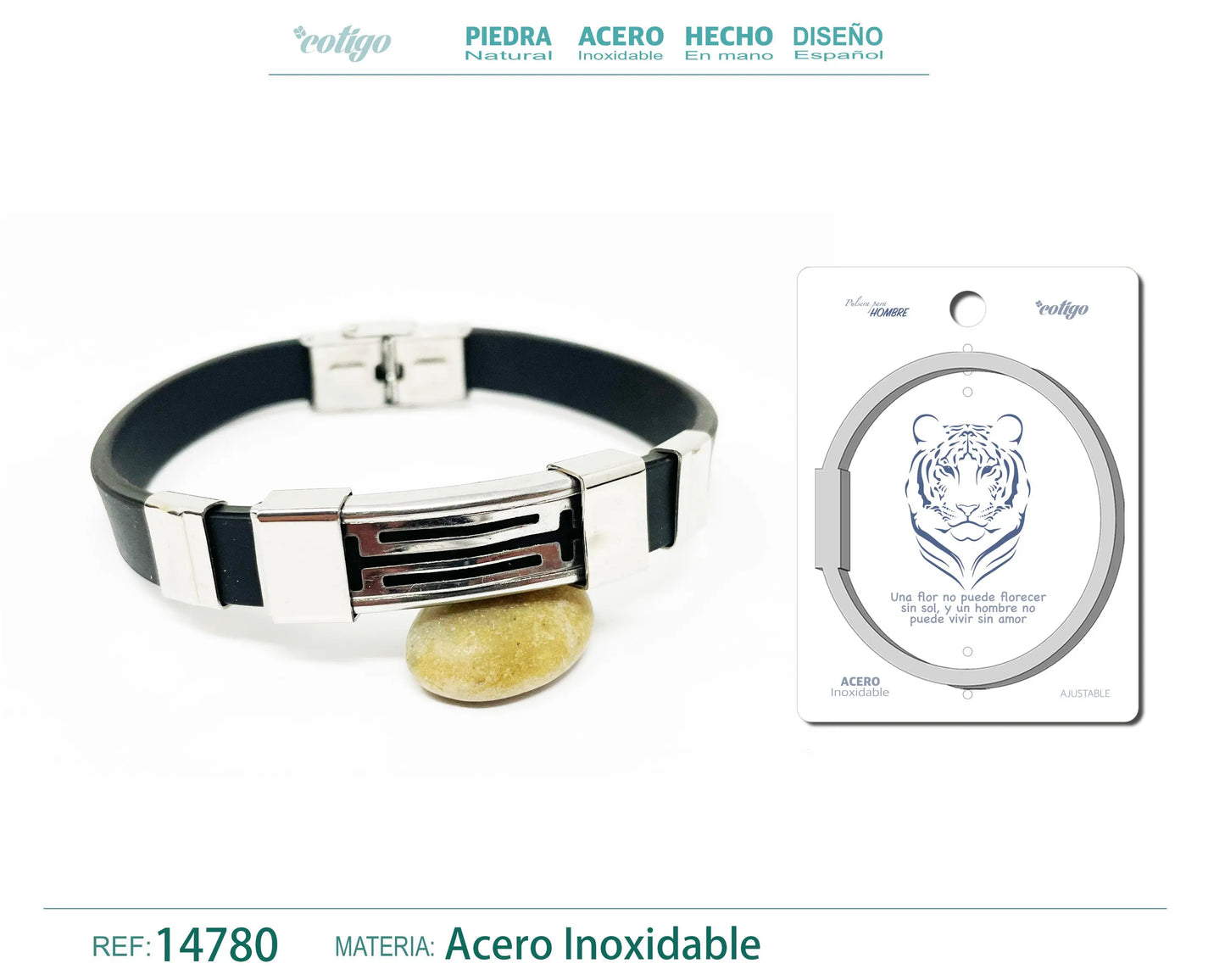 Pulsera Acero con Cuero sintético - cotigo