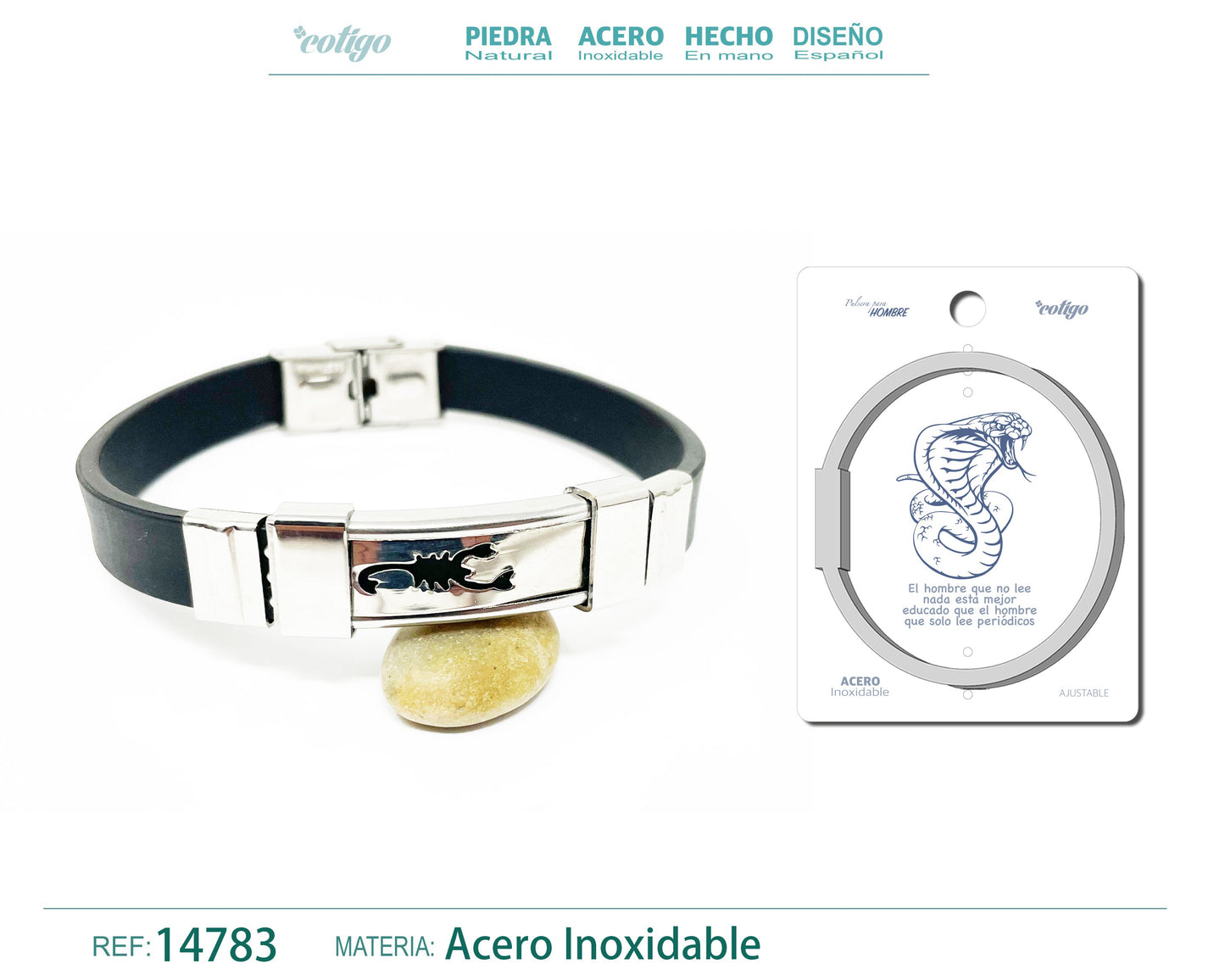 Pulsera Acero con Cuero sintético